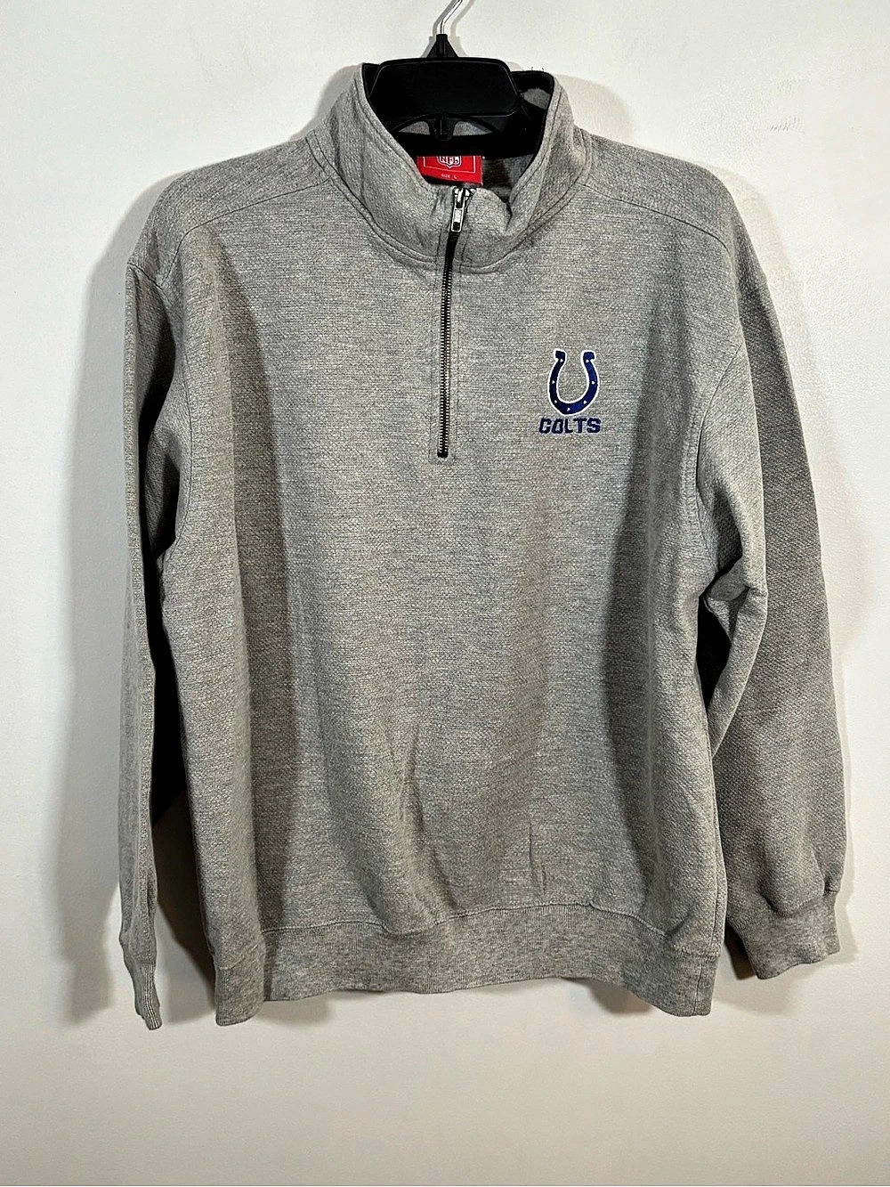 Indianapolis Colts NFL Gray Quarter Zip Pullover Sweatshirt Size L